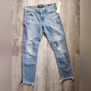 Lucky Brand NWT Brooke Capri Distressed Denim Skinny Blue Jeans